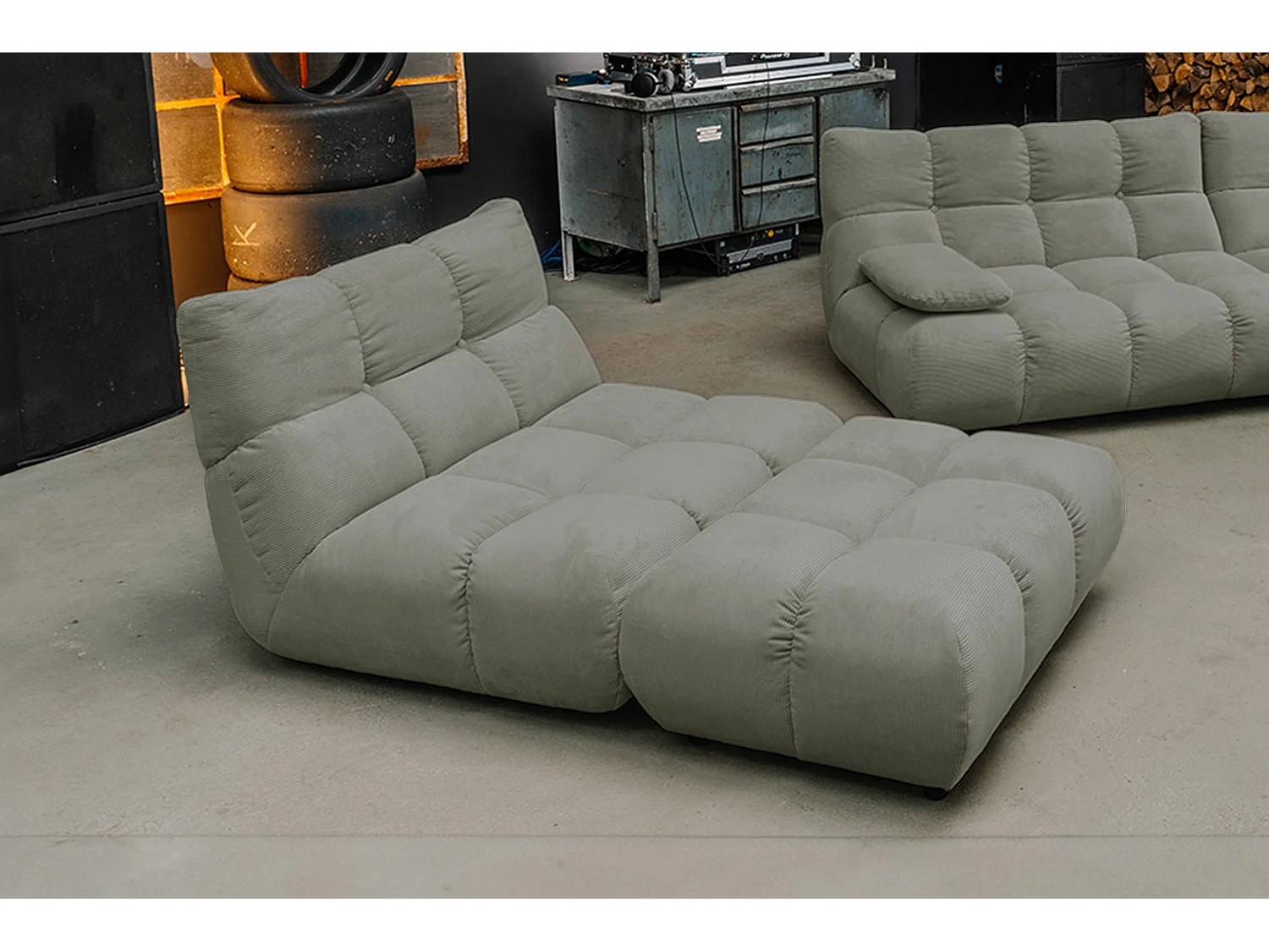 Drehsessel - Grün Cord - VIVIEN