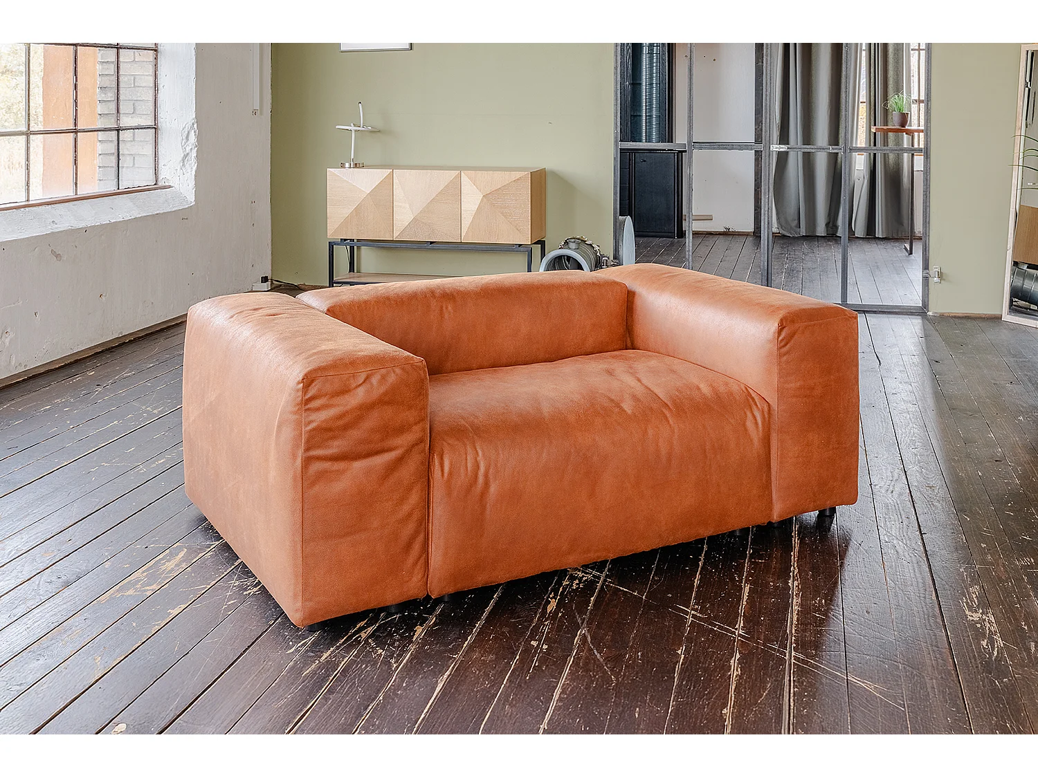 XXL Sessel - Braun Lederfaserstoff - MIA