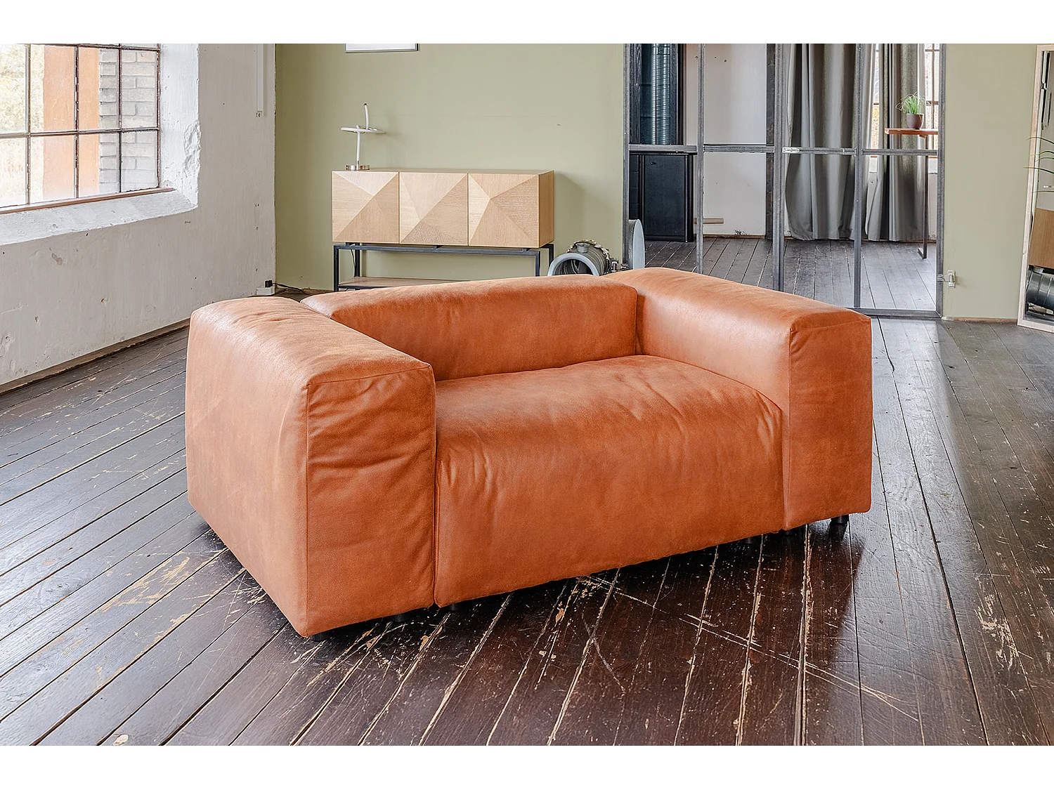 XXL Sessel - Braun Lederfaserstoff - MIA