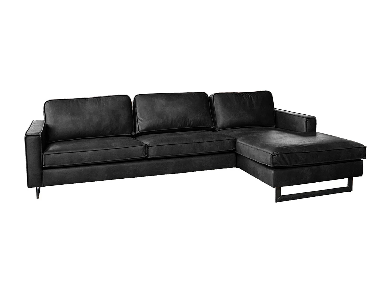 Ecksofa - Schwarz Lederfaserstoff - VILNIUS