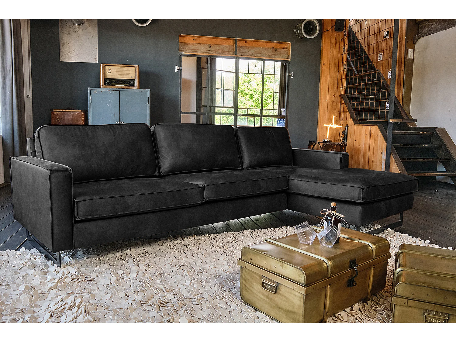 Ecksofa - Schwarz Lederfaserstoff - VILNIUS