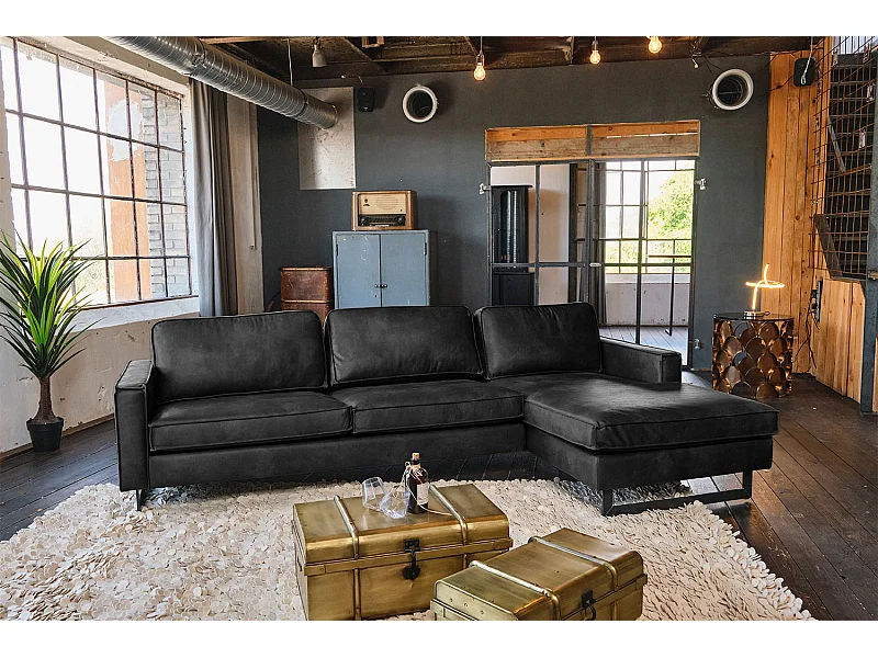 Ecksofa - Schwarz Lederfaserstoff - VILNIUS