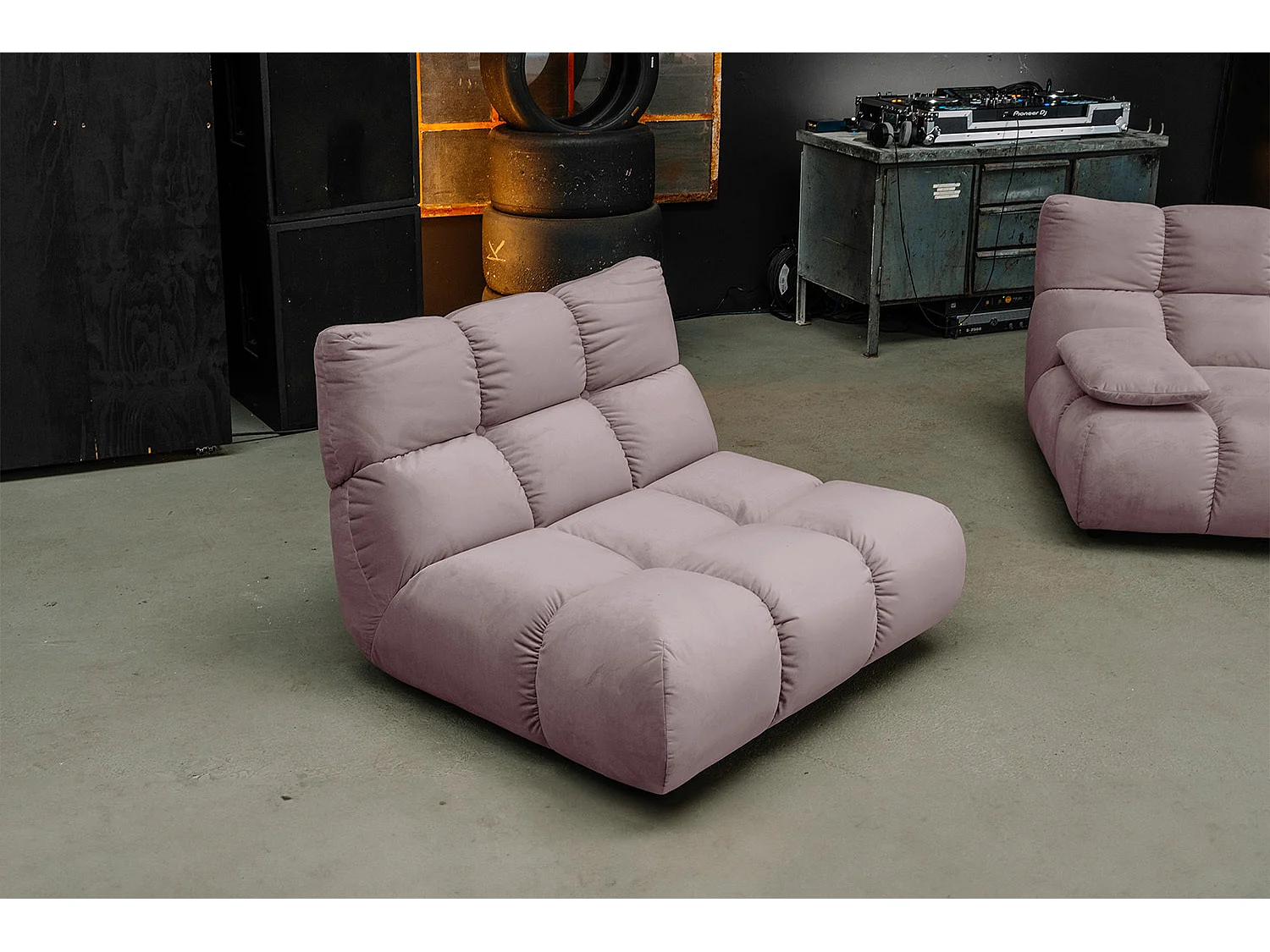 Poltrona girevole - Grigio velluto - VIVIEN