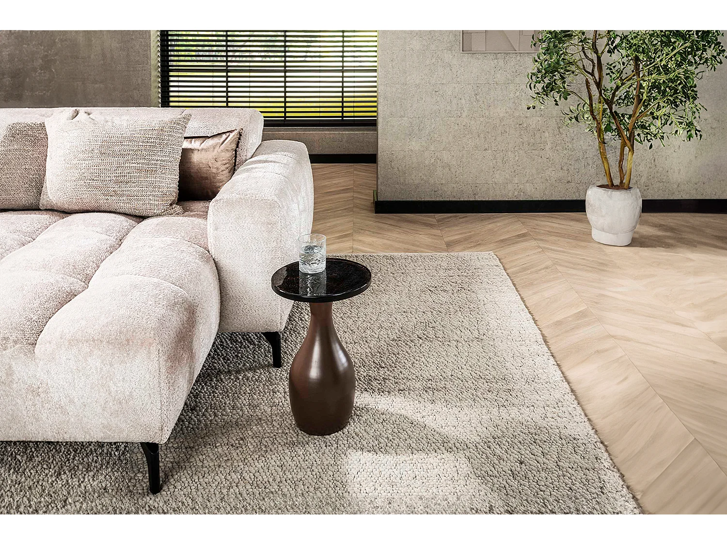 Beistelltisch - Braun Glas - 30 x 30 cm - MOKKA