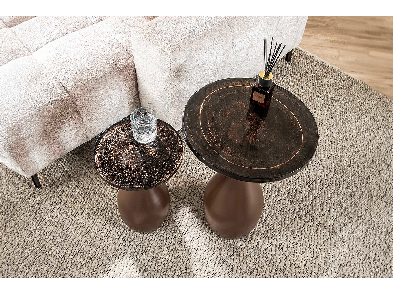 Beistelltisch - Braun Glas - 30 x 30 cm - MOKKA