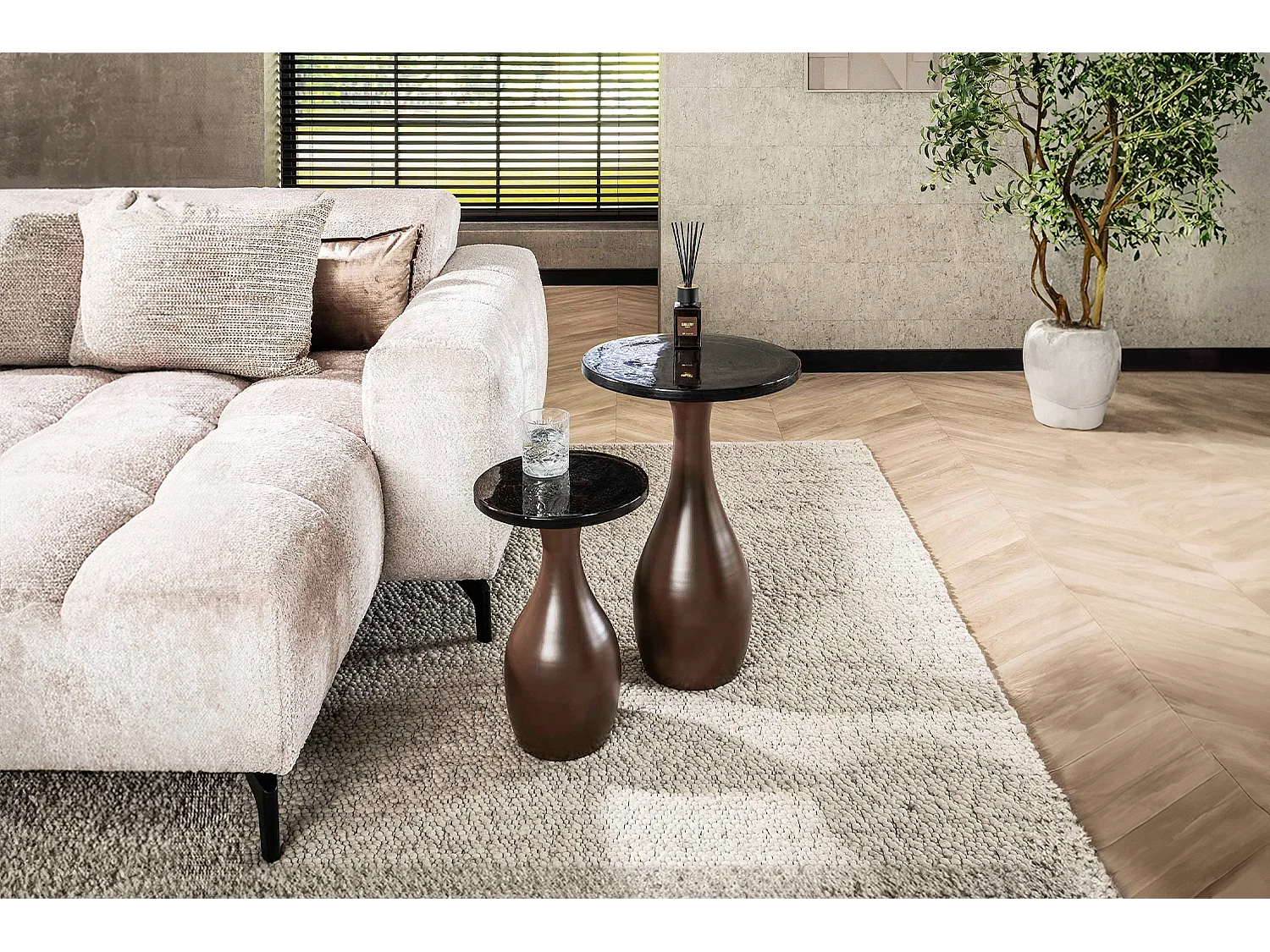 Mesa auxiliar - marrón Cristal - 30 x 30 cm - MOKKA