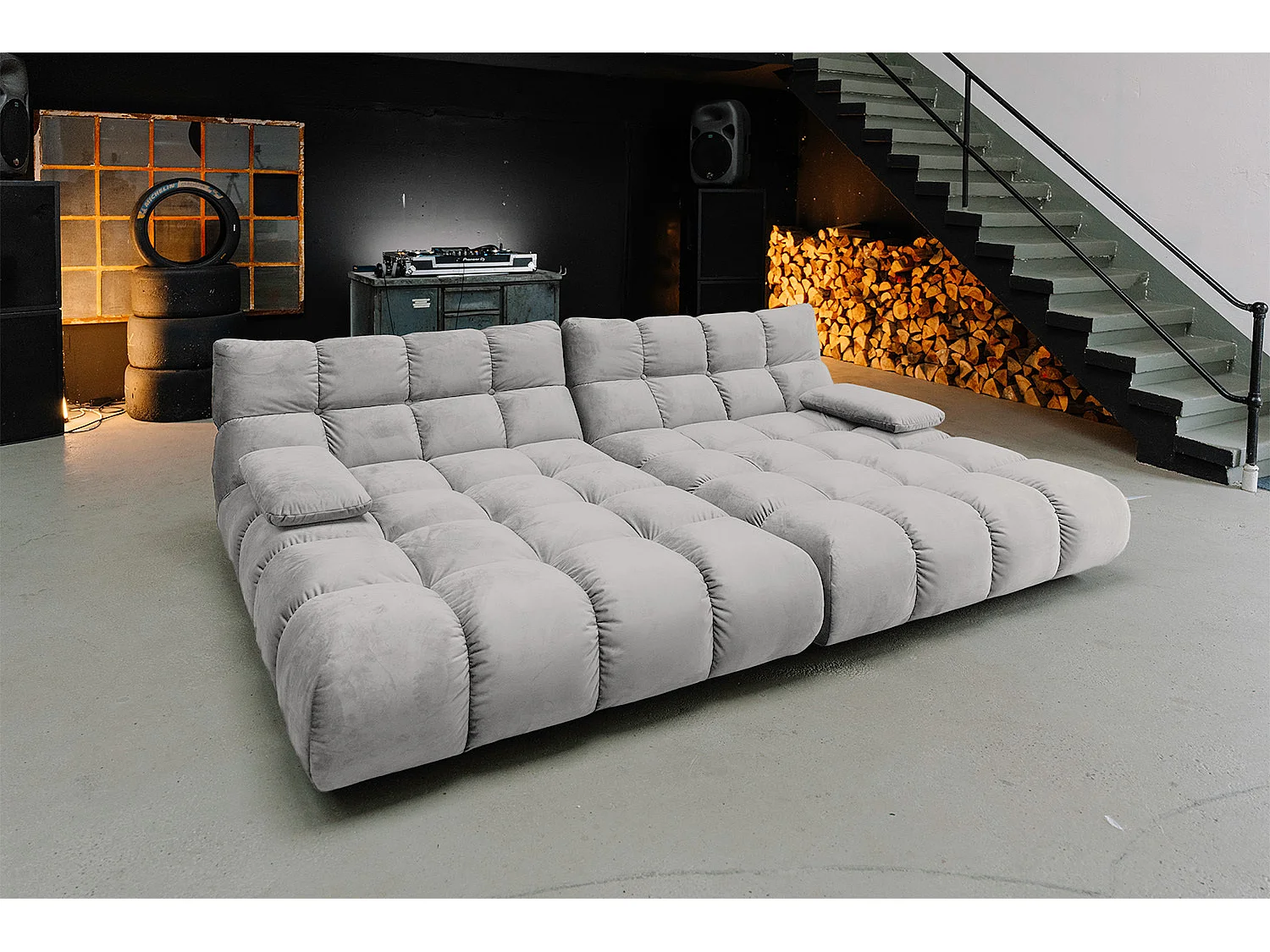 Sofá extra ancho - plata terciopelo - VIVIEN