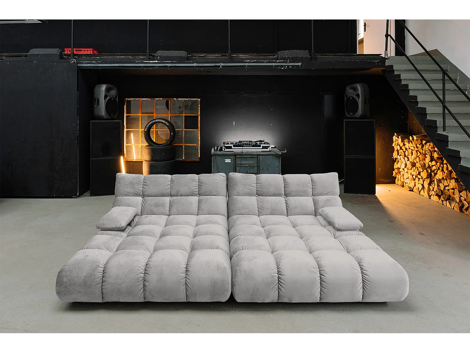 Sofá extra ancho - plata terciopelo - VIVIEN