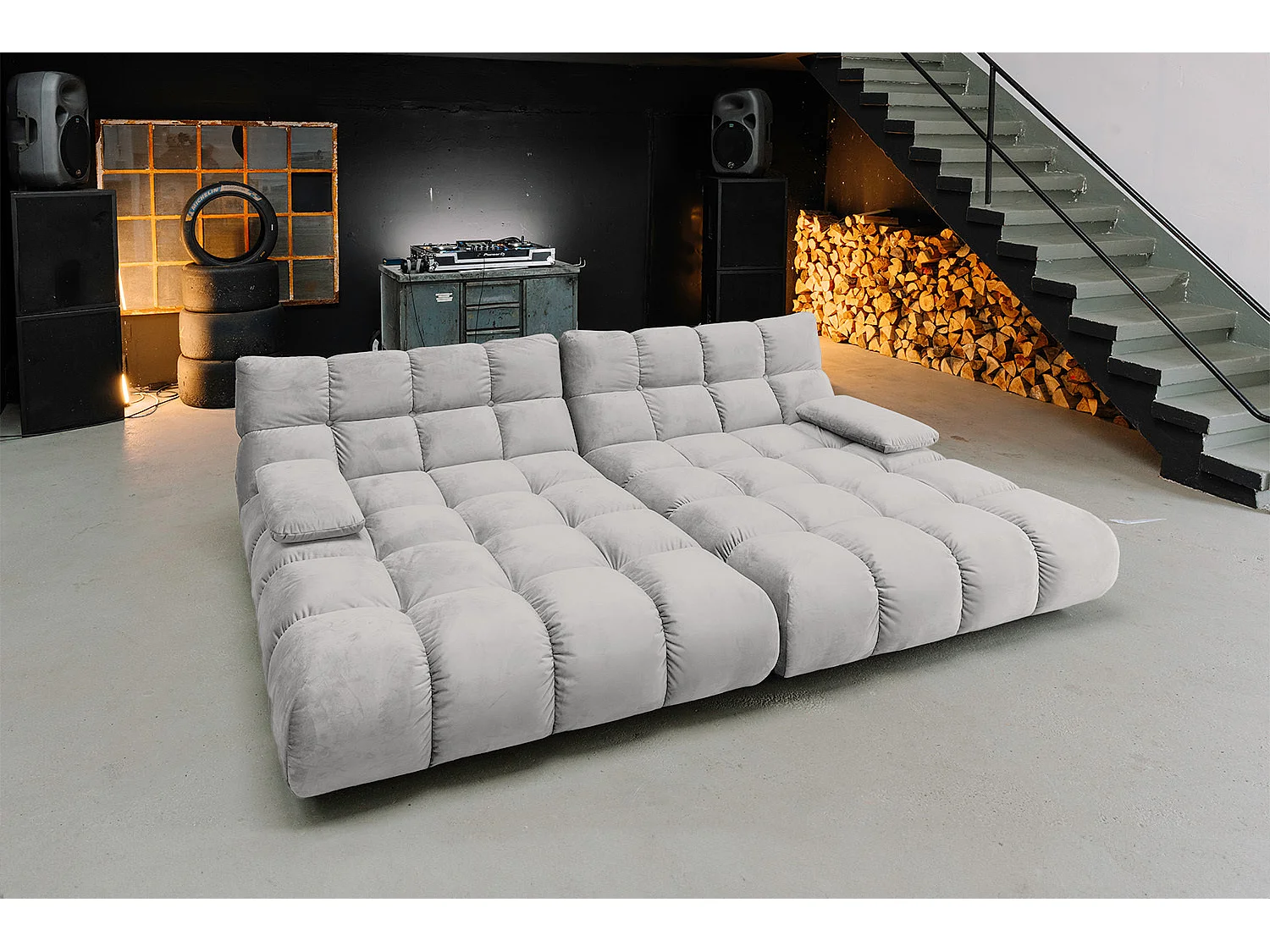 Sofá extra ancho - plata terciopelo - VIVIEN