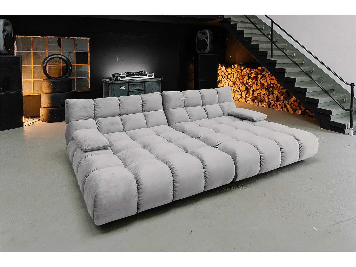 Sofá extra ancho - plata terciopelo - VIVIEN