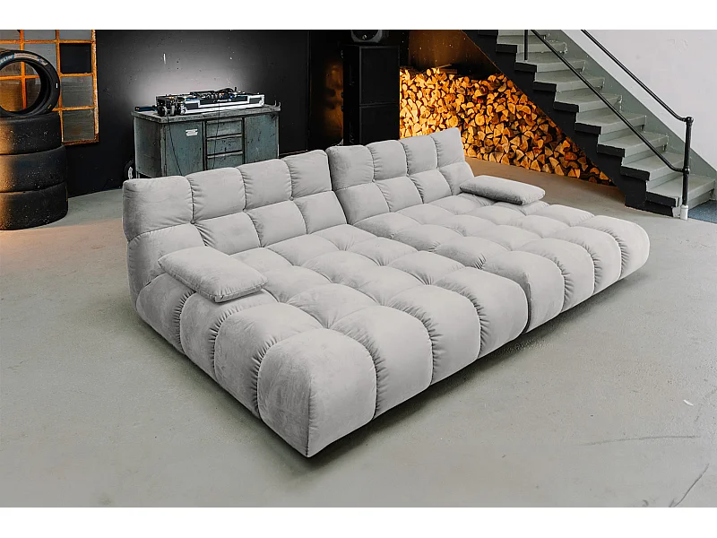 Grote bank - Zilver Fluweel - VIVIEN