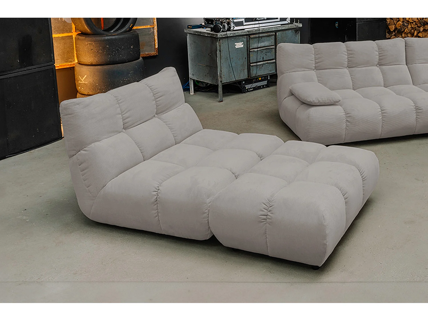 Drehsessel - Grau Cord - VIVIEN