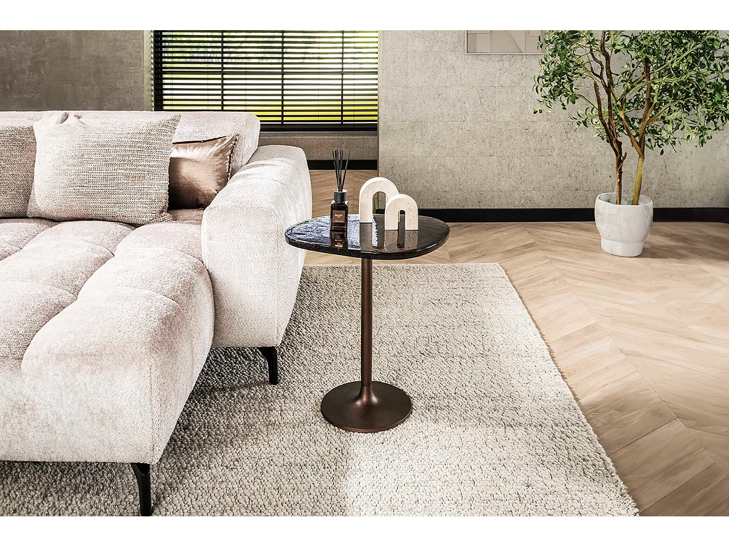 Beistelltisch - Braun Glas - 50 x 42 cm - DARI