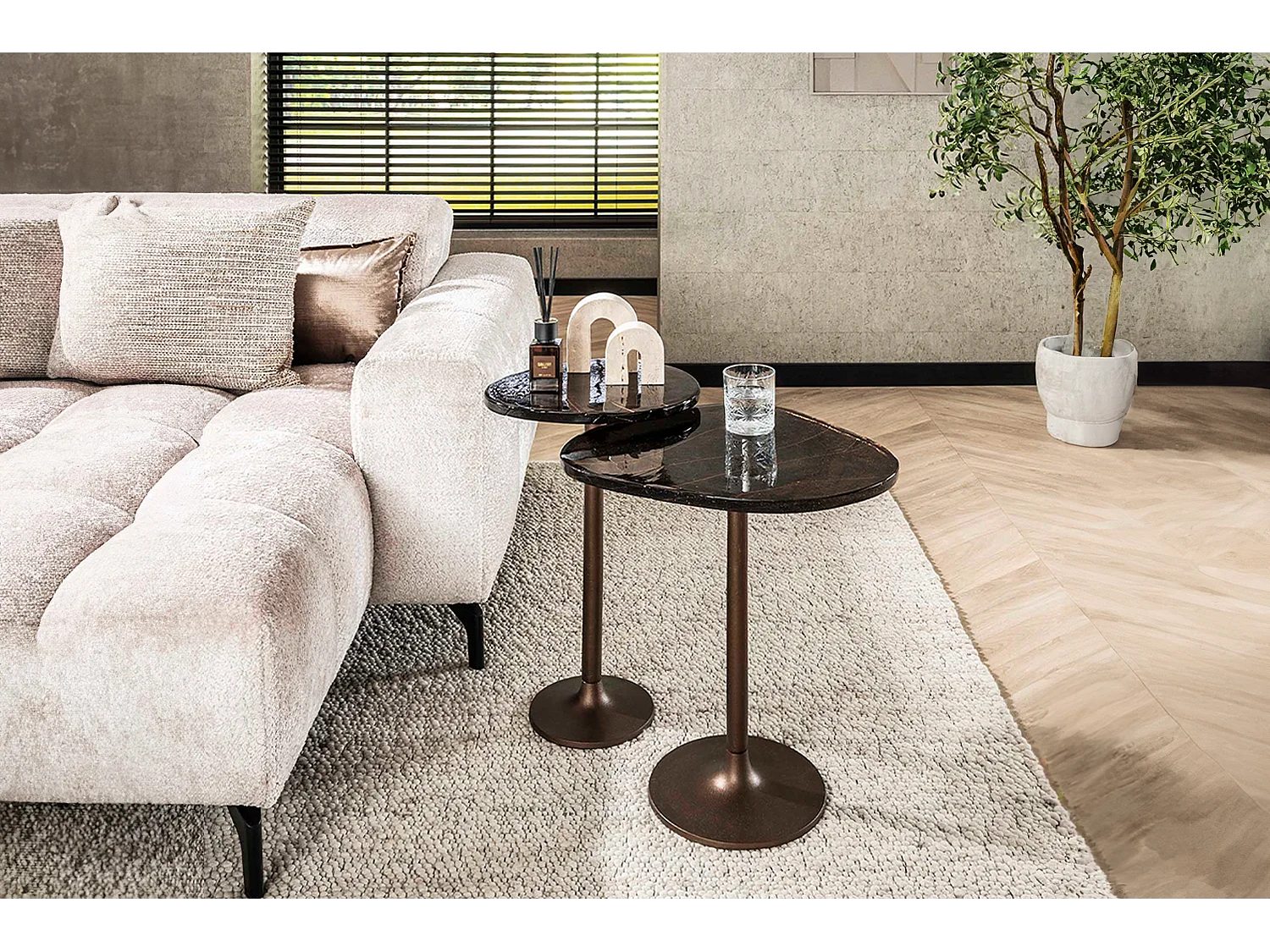 Mesa auxiliar - marrón Cristal - 50 x 42 cm - DARI