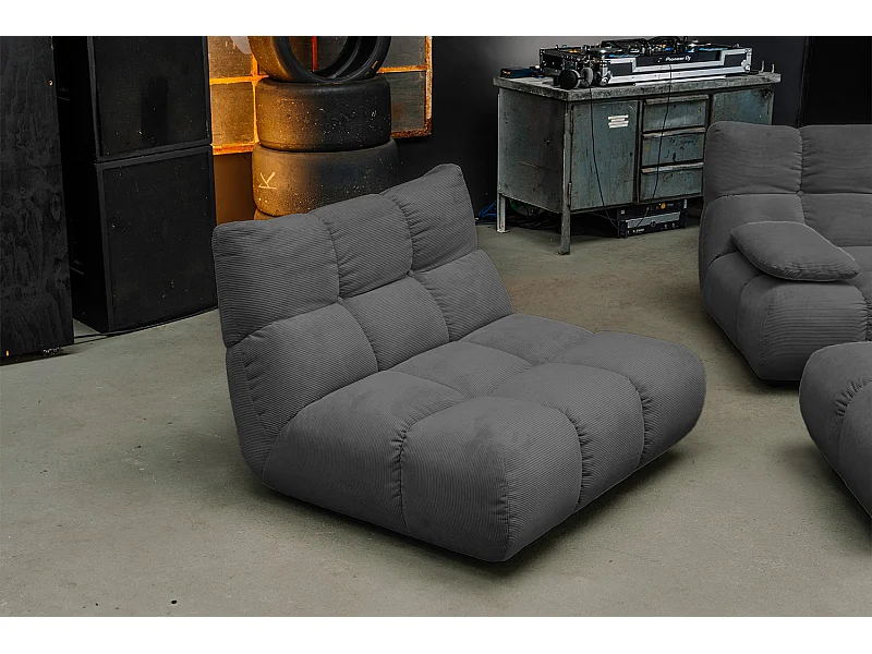 Fauteuil pivotant - anthracite Velours côtelé - VIVIEN