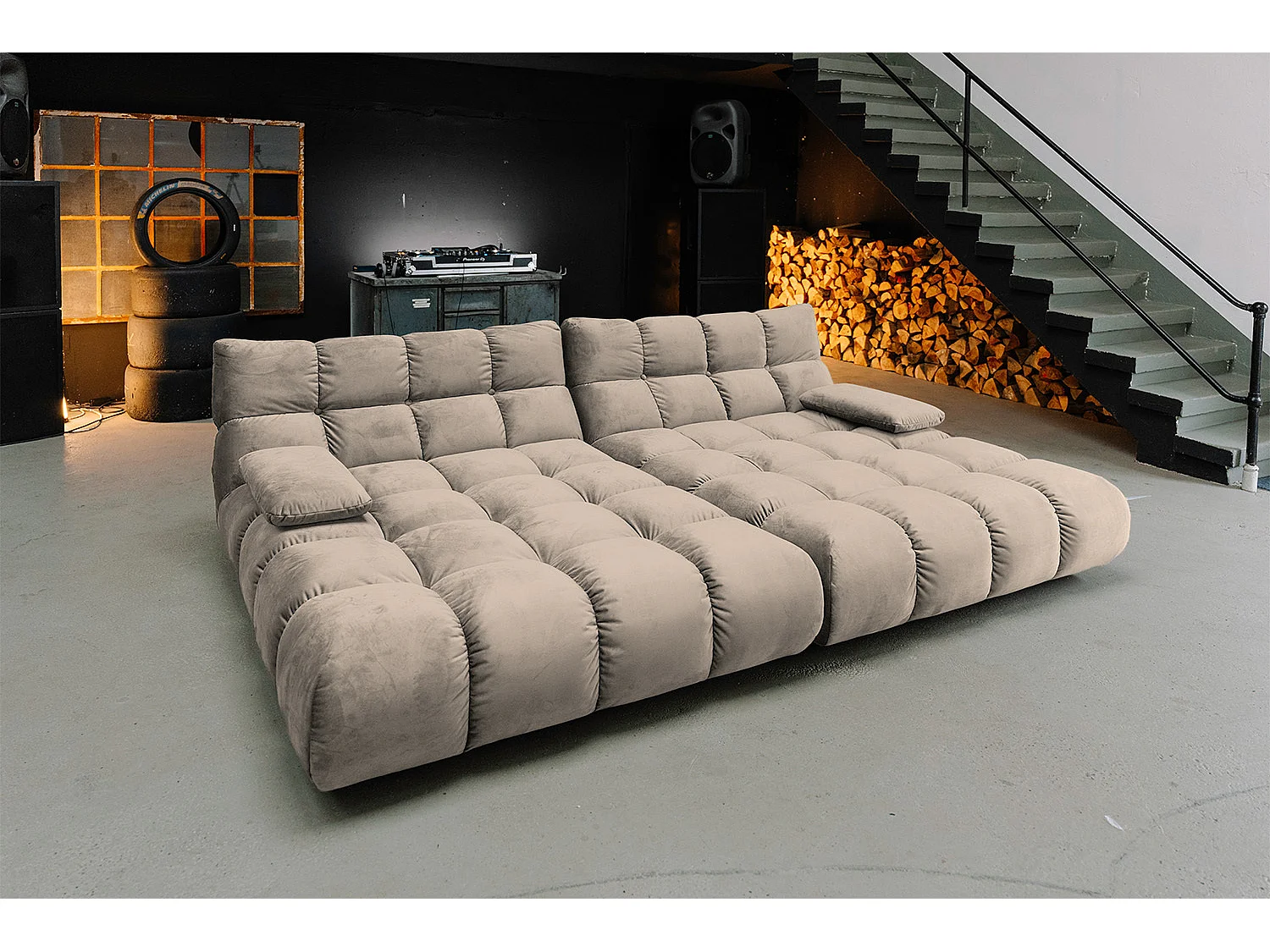 Sofá extra ancho - marrón terciopelo - VIVIEN