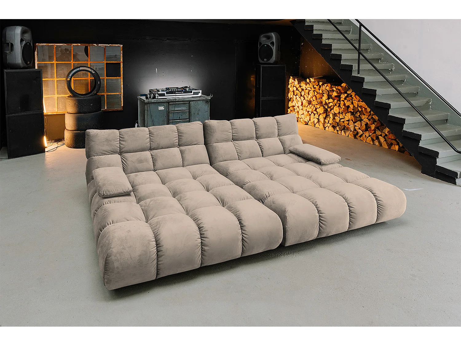 Sofá extra ancho - marrón terciopelo - VIVIEN