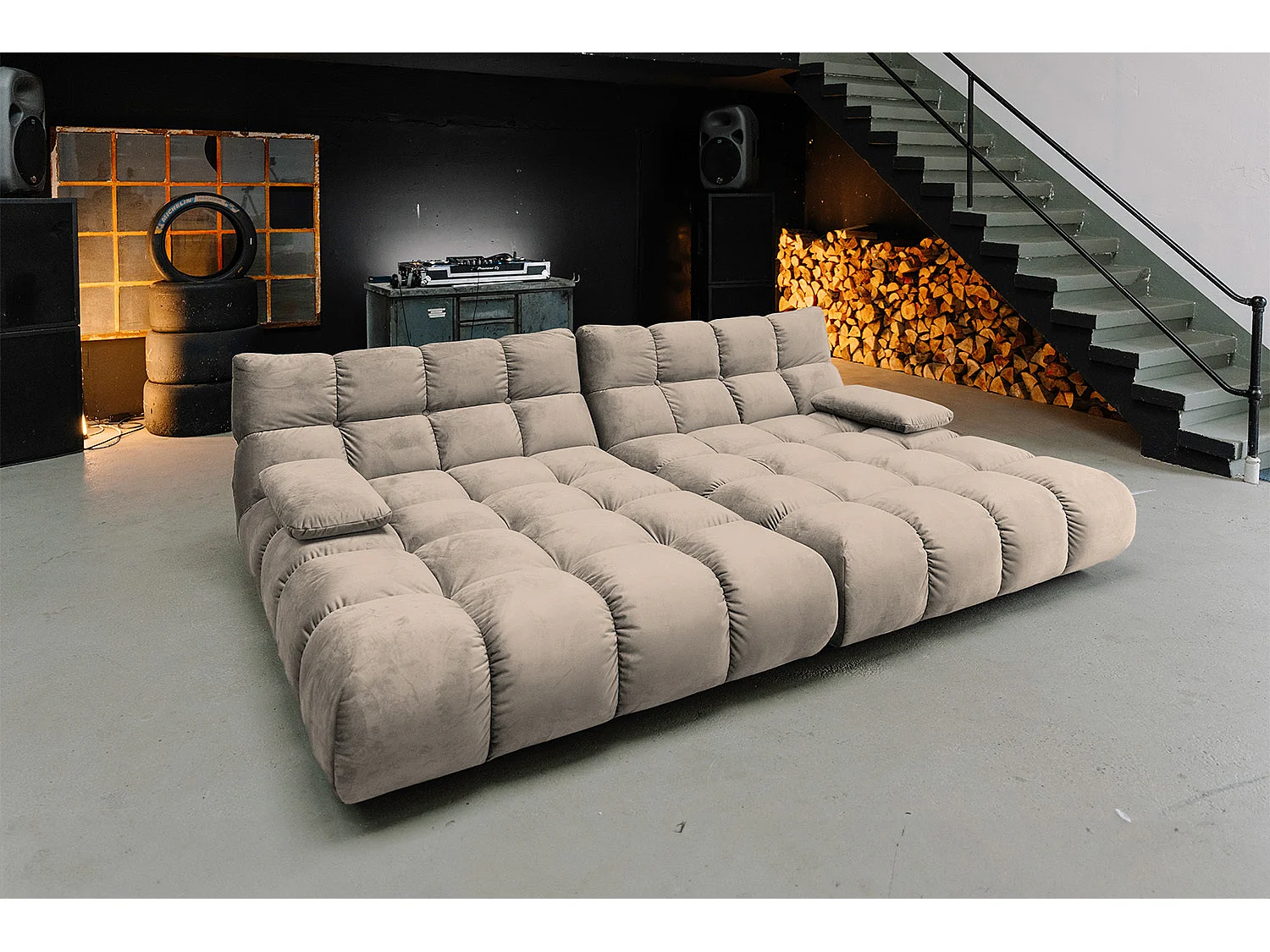 Sofá extra ancho - marrón terciopelo - VIVIEN