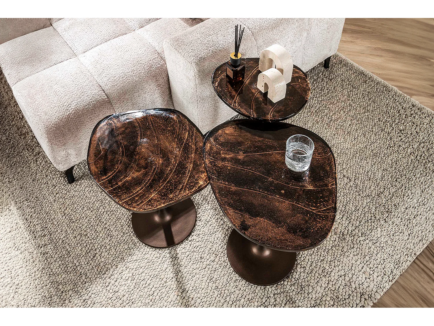 Beistelltisch - Braun Glas - 53 x 42 cm - DARI