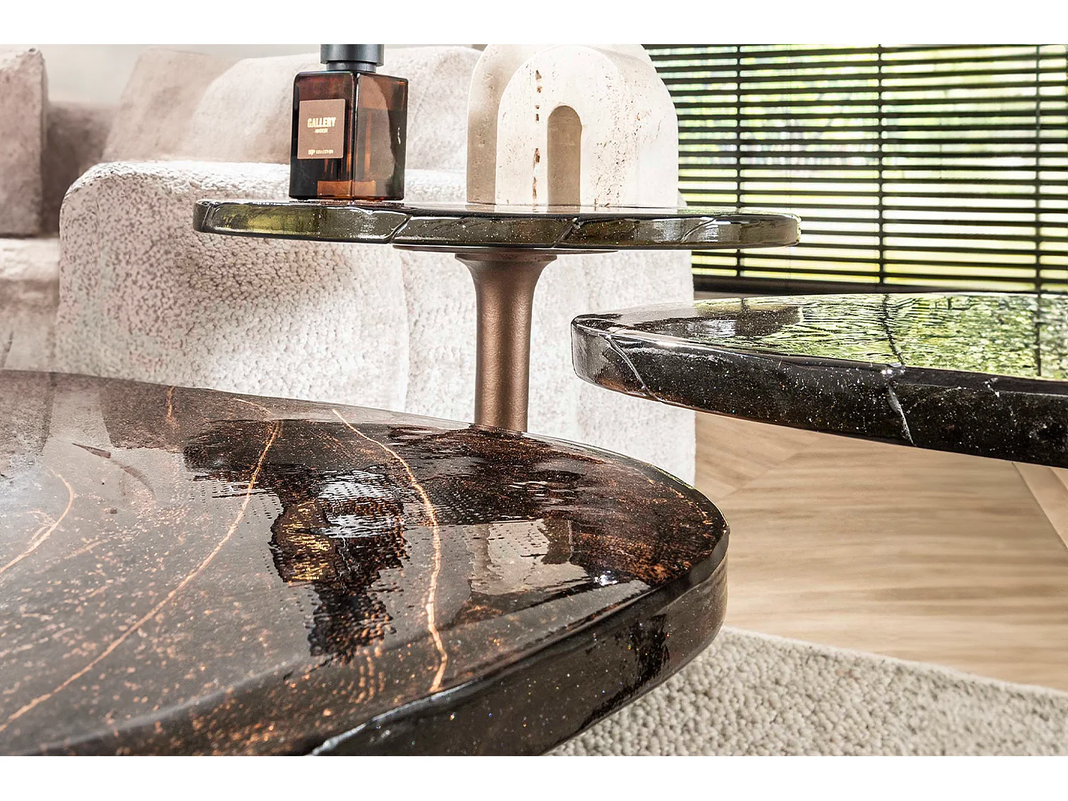 Beistelltisch - Braun Glas - 53 x 42 cm - DARI