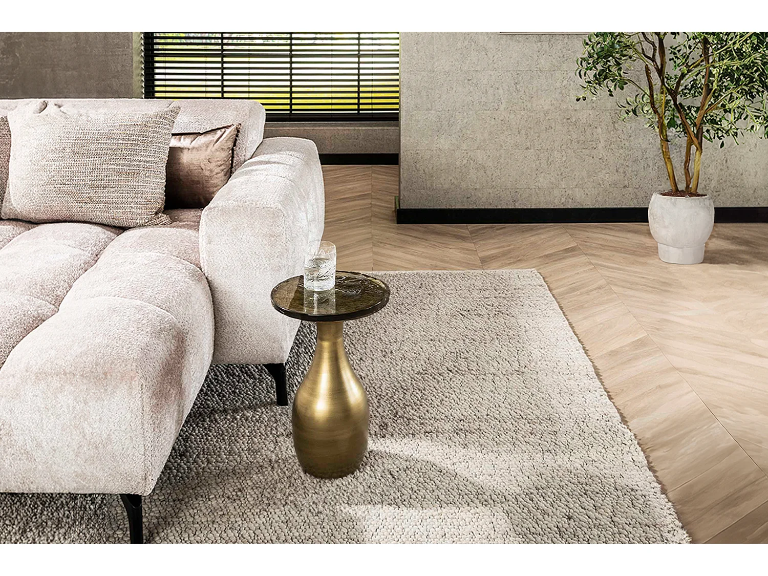 Beistelltisch - Gold Glas - 30 x 30 cm - MOKKA