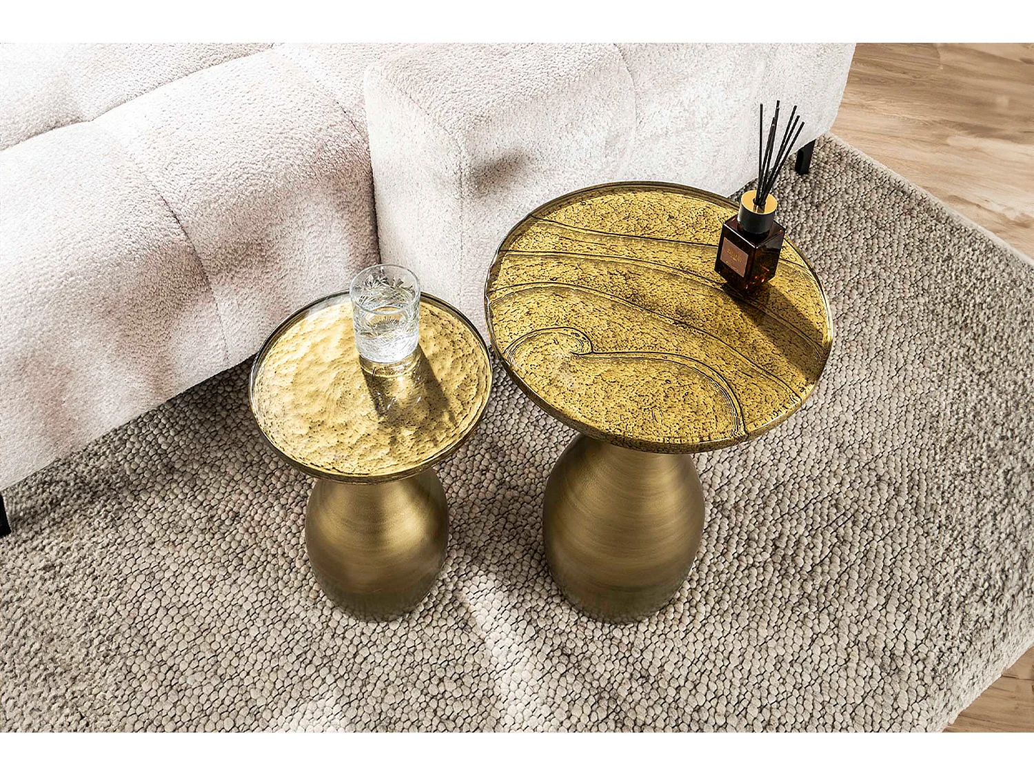 Beistelltisch - Gold Glas - 30 x 30 cm - MOKKA