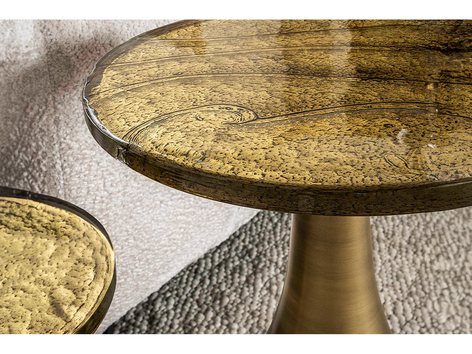 Beistelltisch - Gold Glas - 30 x 30 cm - MOKKA