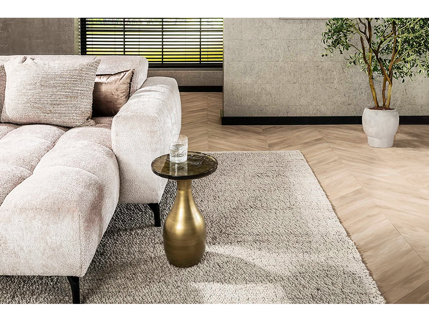 Mesa auxiliar - oro Cristal - 30 x 30 cm - MOKKA