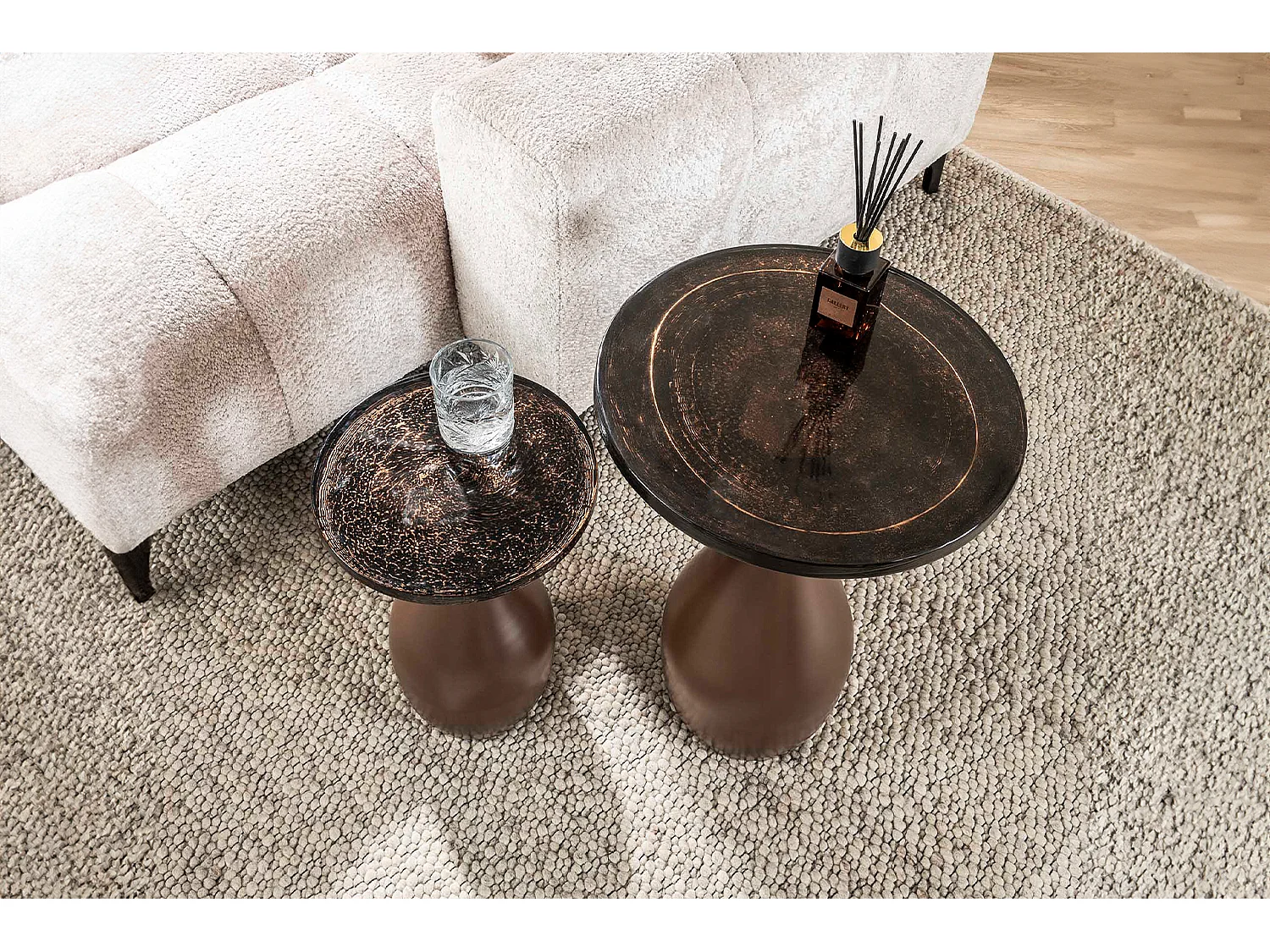 Beistelltisch - Braun Glas - 40 x 40 cm - MOKKA