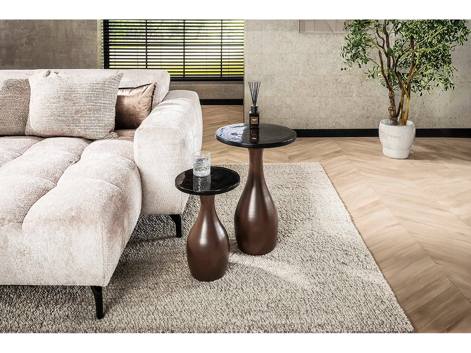 Mesa auxiliar - marrón Cristal - 40 x 40 cm - MOKKA