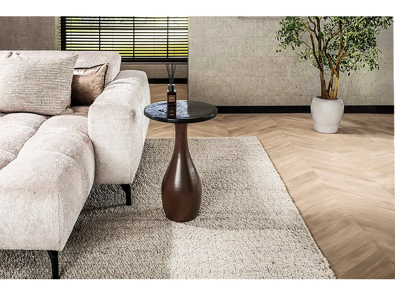 Beistelltisch - Braun Glas - 40 x 40 cm - MOKKA