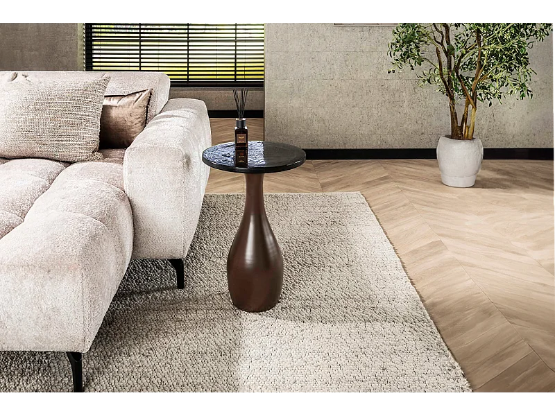 Beistelltisch - Braun Glas - 40 x 40 cm - MOKKA