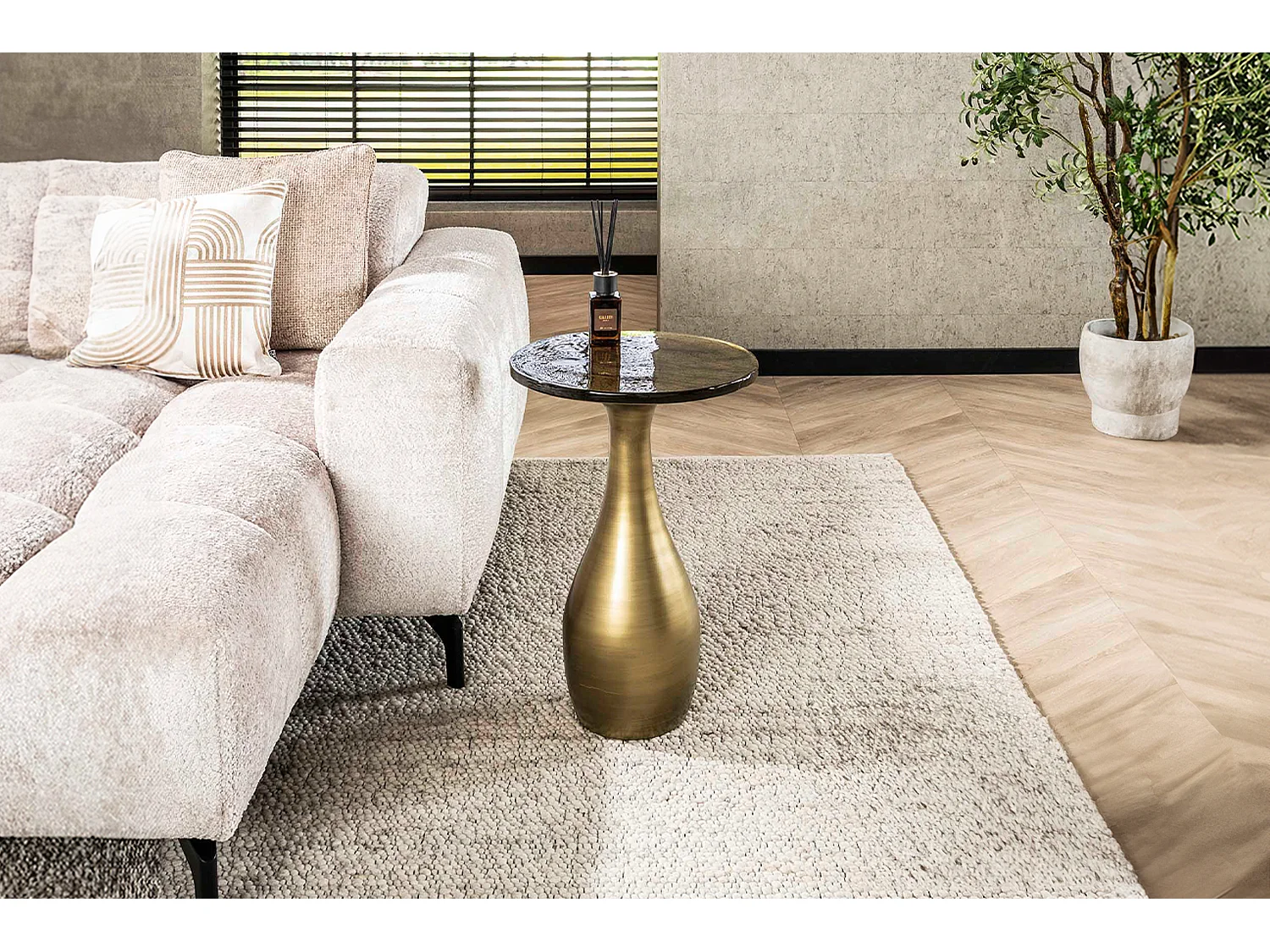 Beistelltisch - Gold Glas - 40 x 40 cm - MOKKA