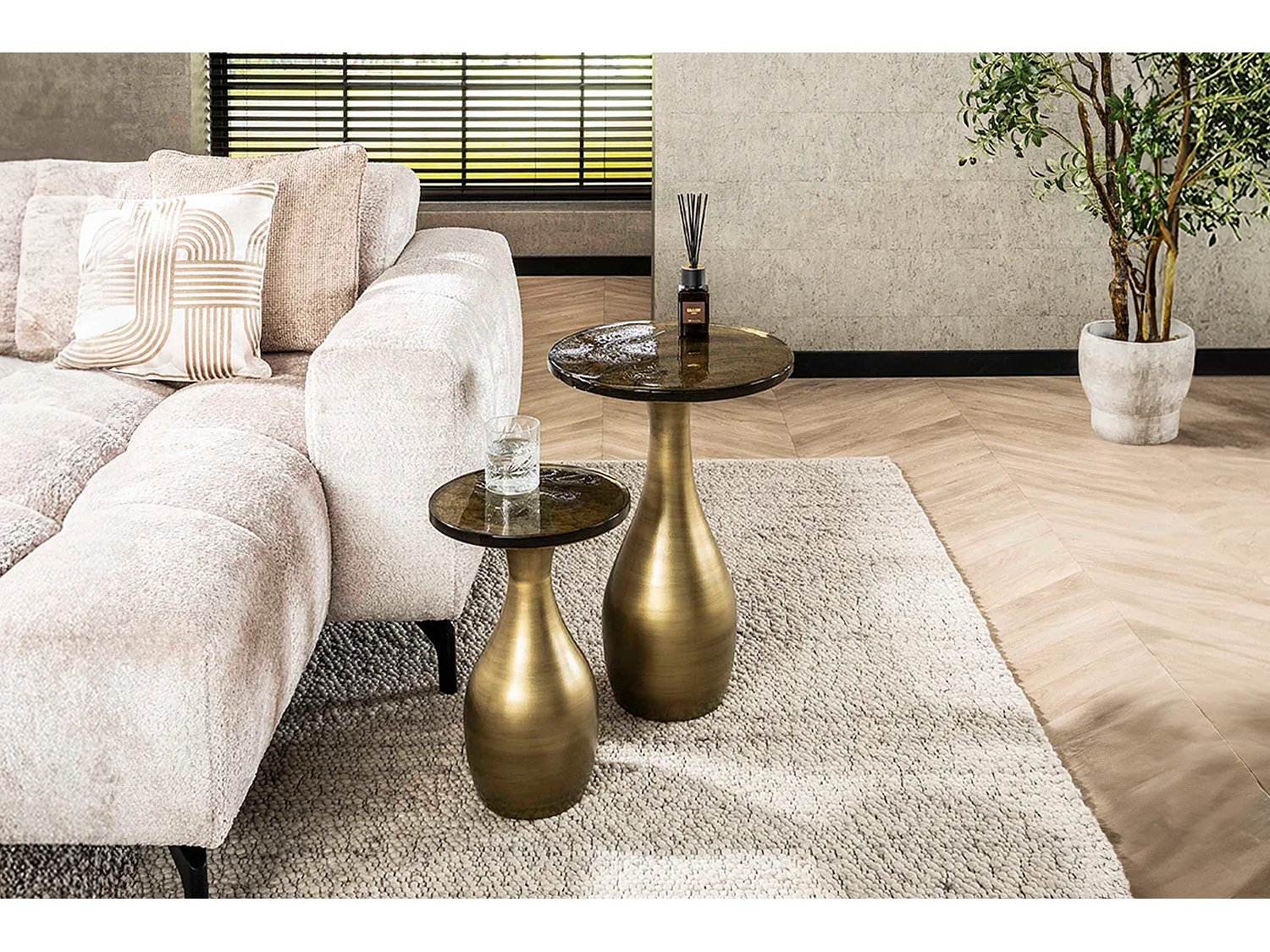 Beistelltisch - Gold Glas - 40 x 40 cm - MOKKA