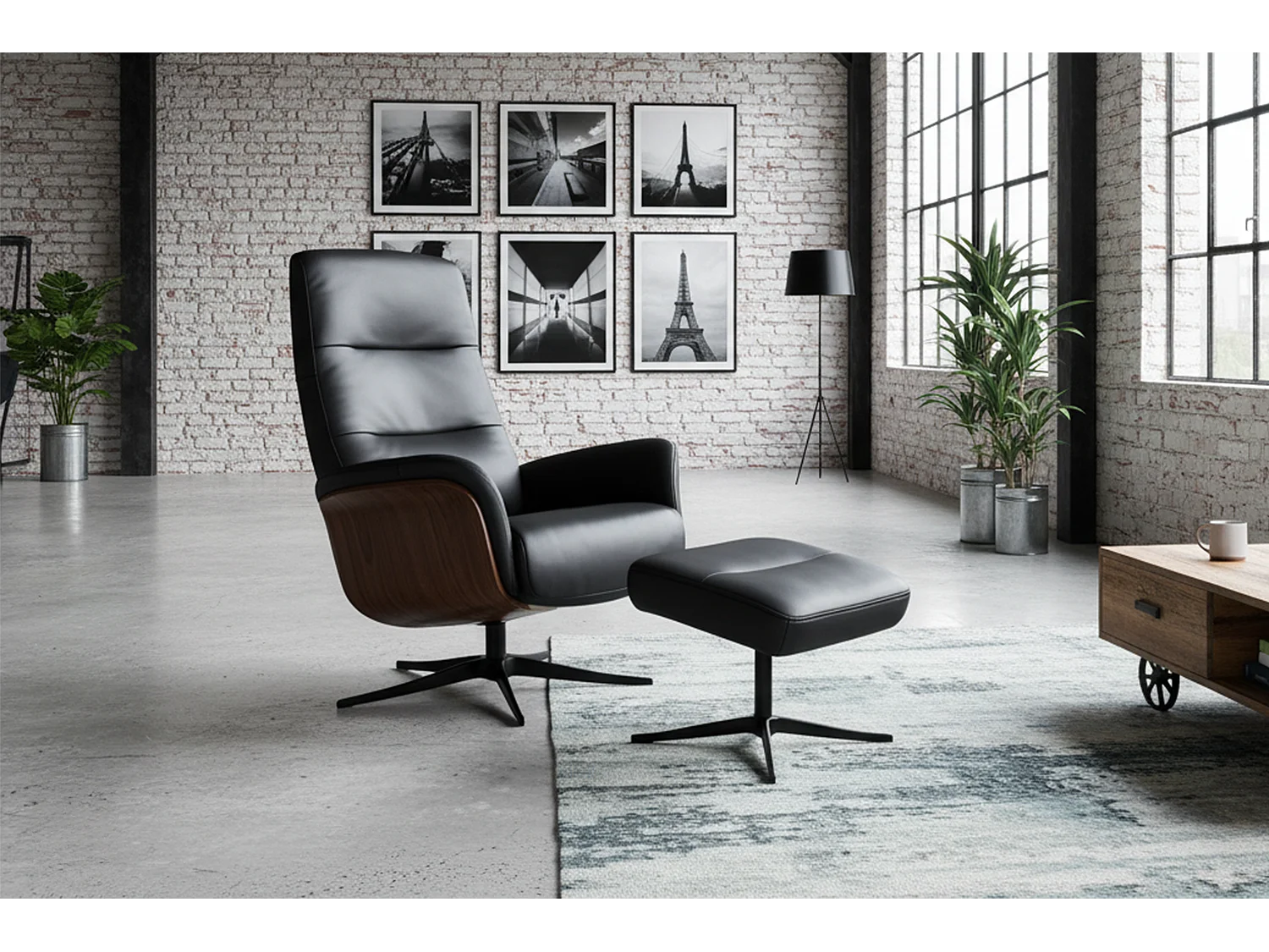 Relaxsessel - Schwarz Leder - SILVA