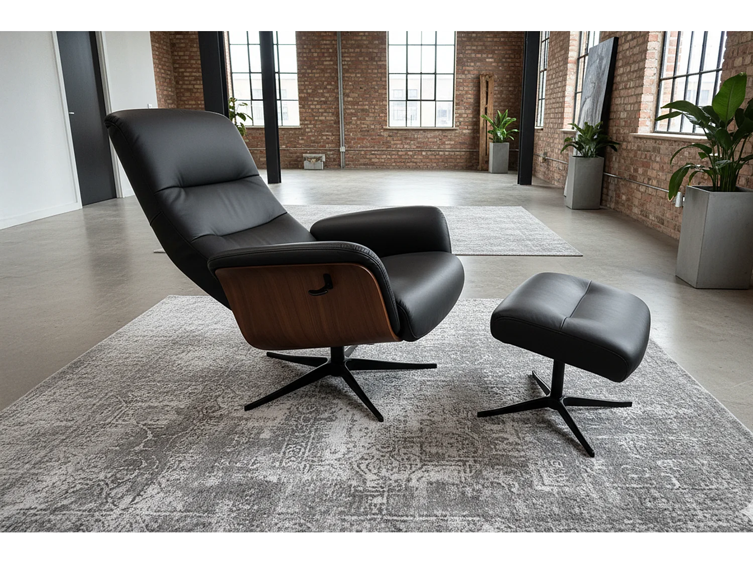 Relaxsessel - Schwarz Leder - SILVA