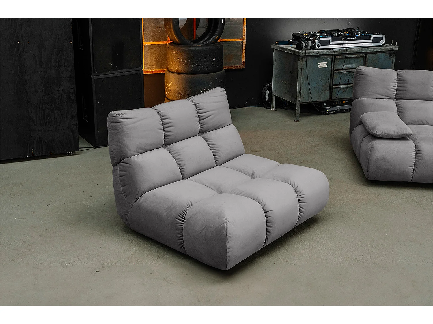 Poltrona girevole - grigio pietra velluto - VIVIEN