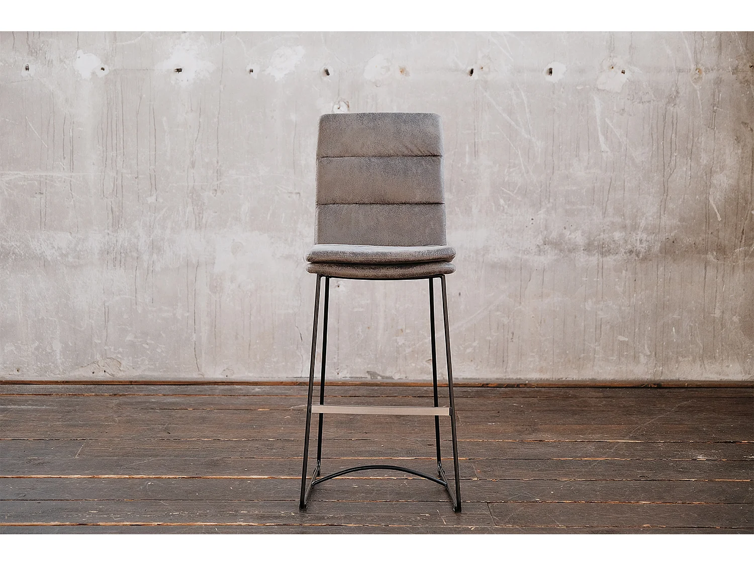 Polsterhocker - Grau Microfaser - VINCE