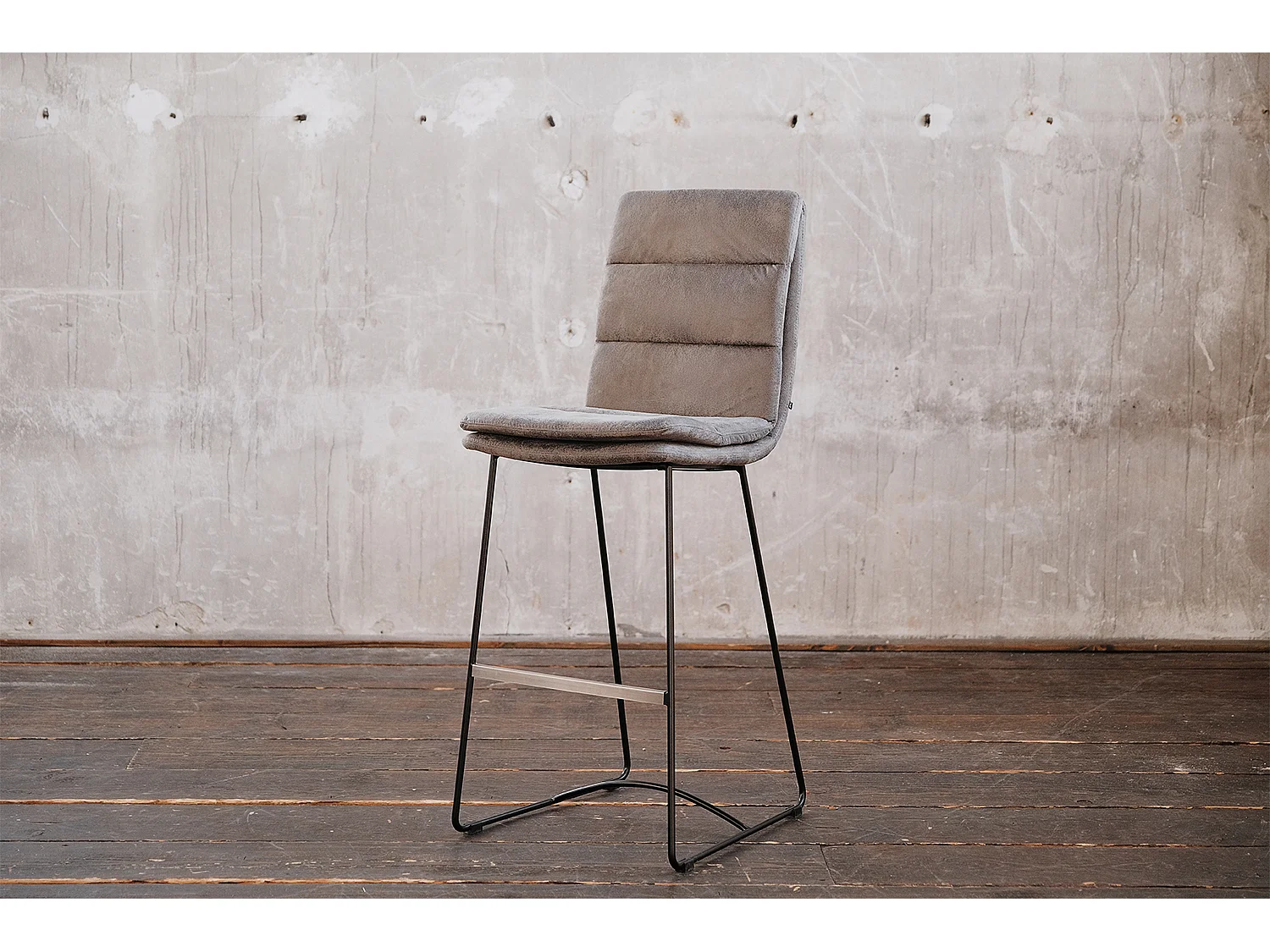 Polsterhocker - Grau Microfaser - VINCE