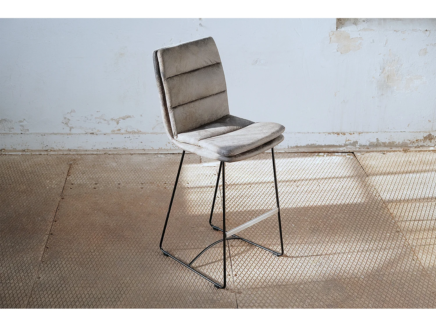 Polsterhocker - Grau Microfaser - VINCE