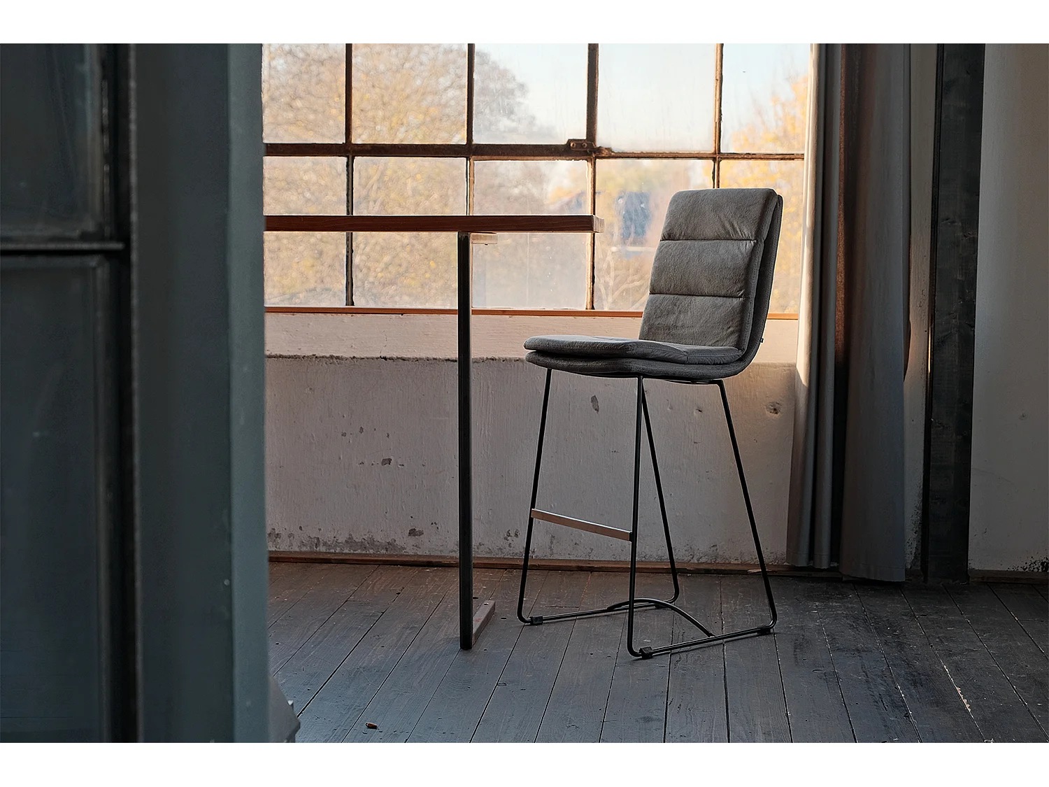 Polsterhocker - Grau Microfaser - VINCE