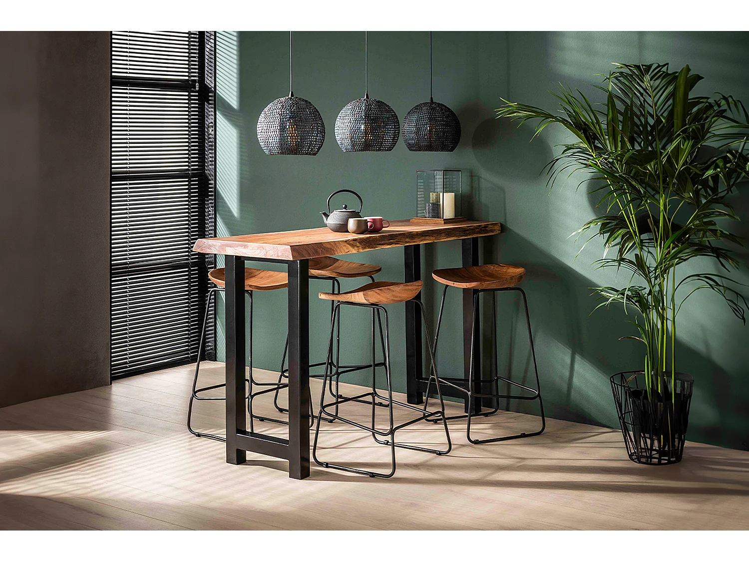 Taburete de bar Set - marrón Madera - LEMMY