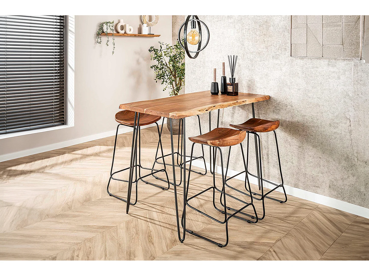 Taburete de bar Set - marrón Madera - LEMMY