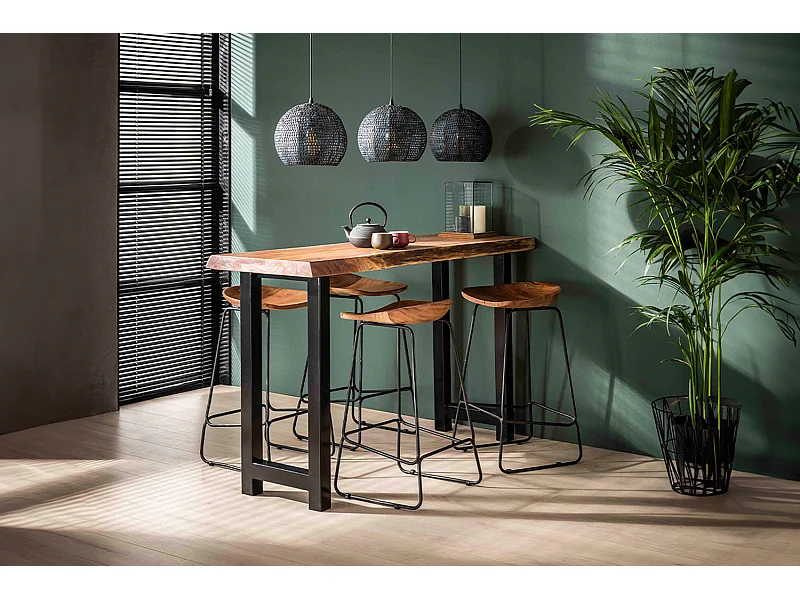 Taburete de bar Set - marrón Madera - LEMMY