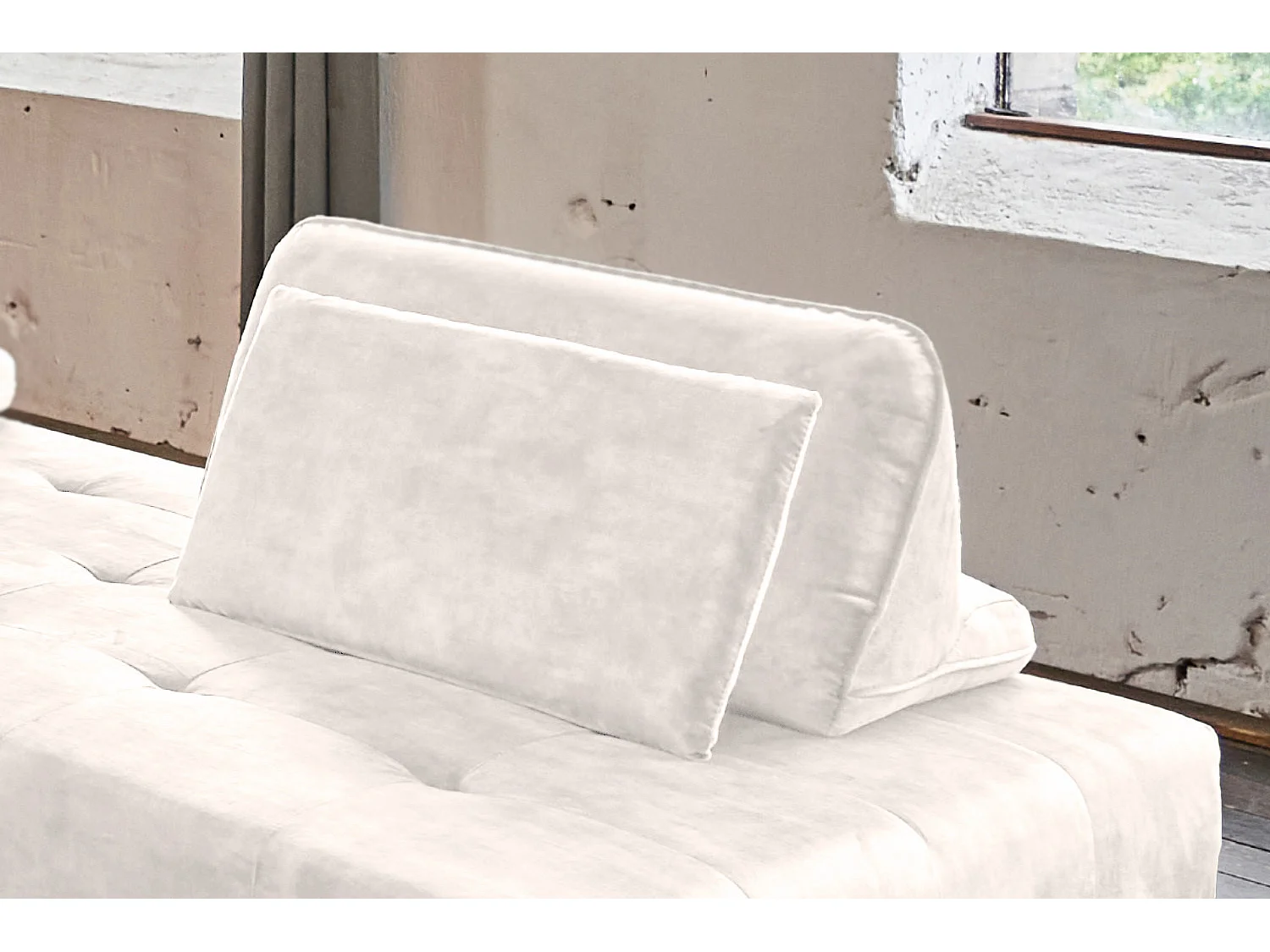 Cojines respaldo - blanco crema terciopelo - WIOLO