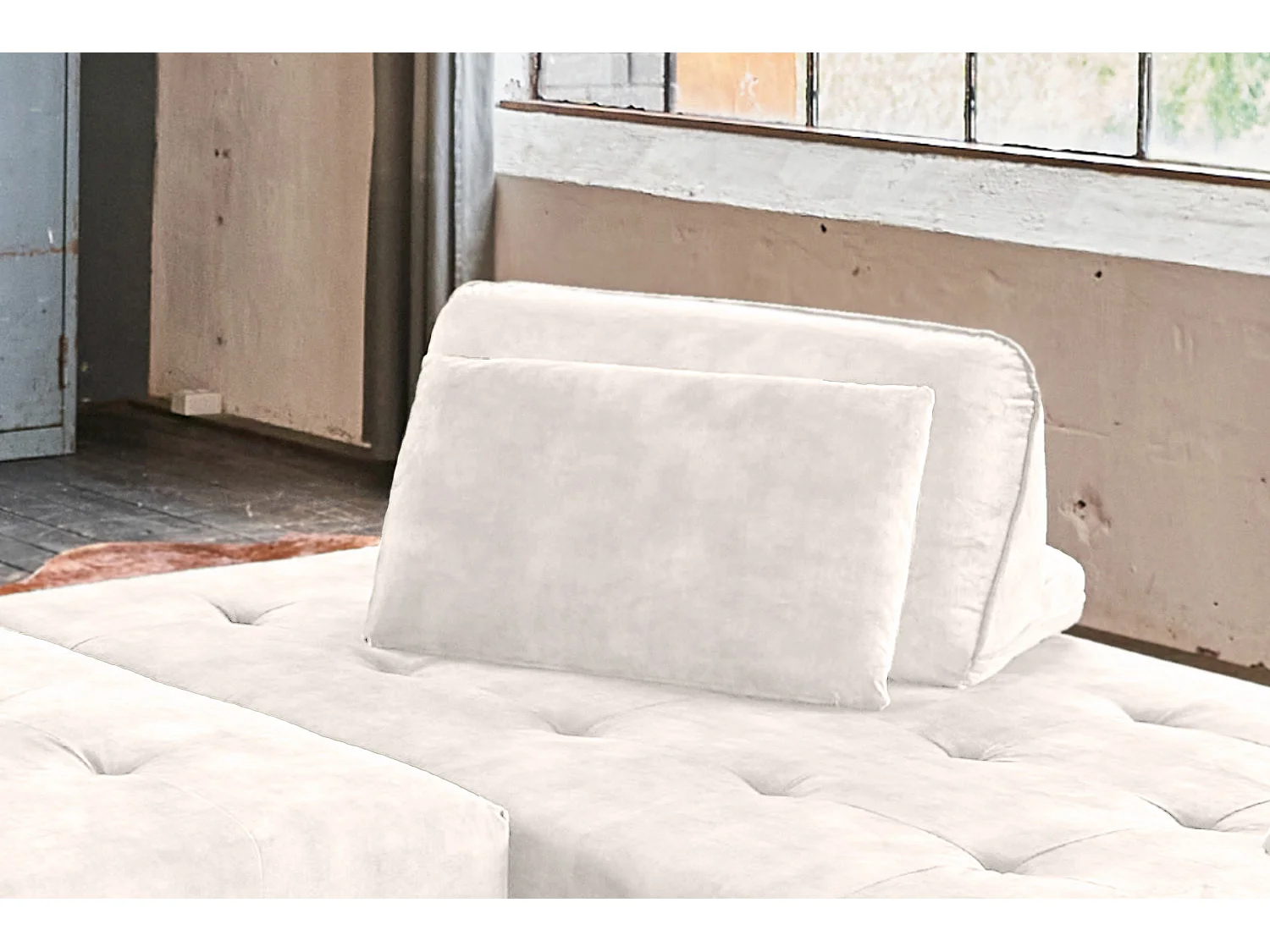 Cojines respaldo - blanco crema terciopelo - WIOLO