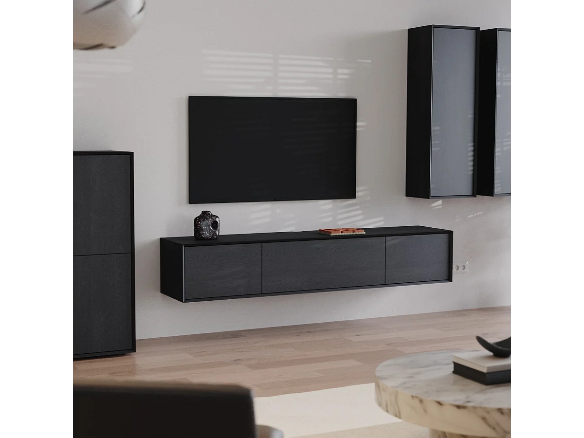 Laag TV-meubel met 3 kleppen L200 cm - ORÉLIA