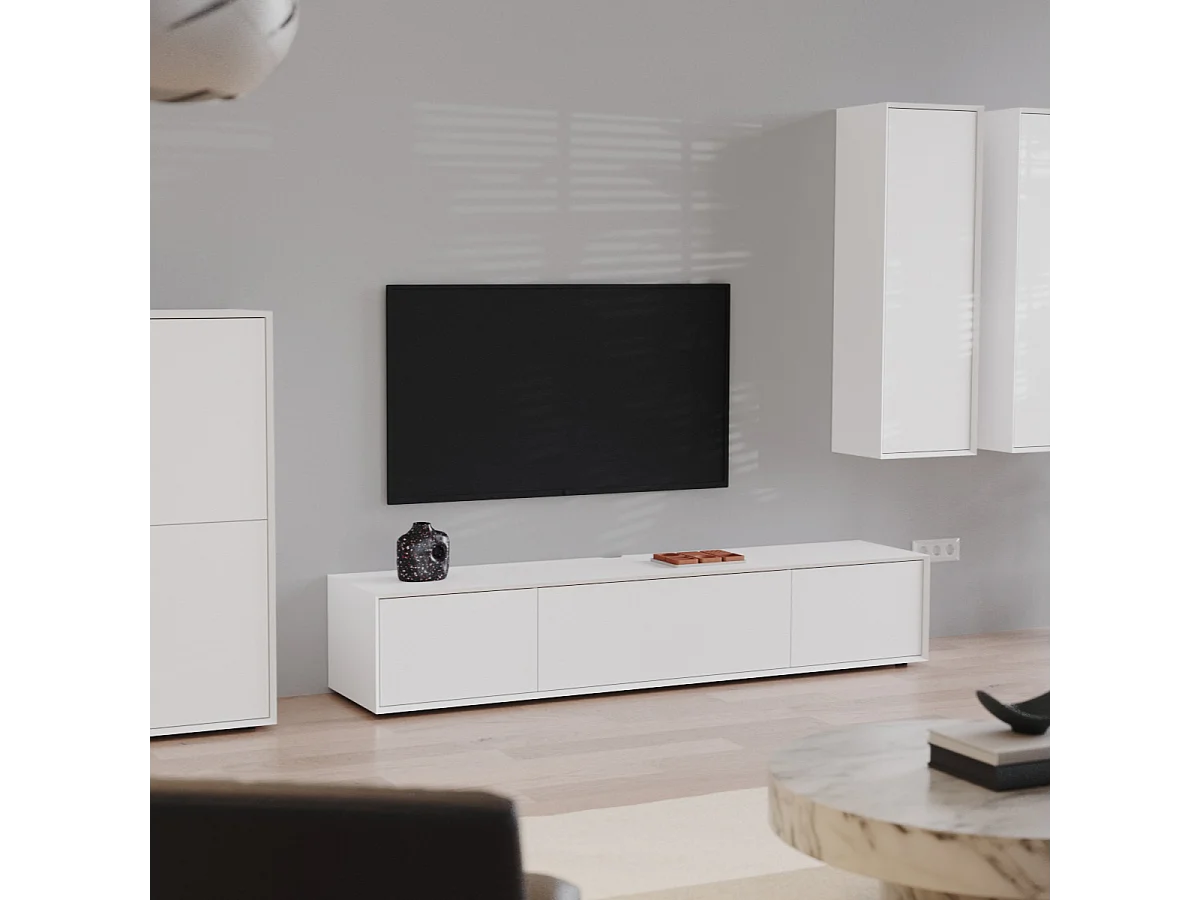 Laag TV-meubel met 3 kleppen L200 cm - ORÉLIA