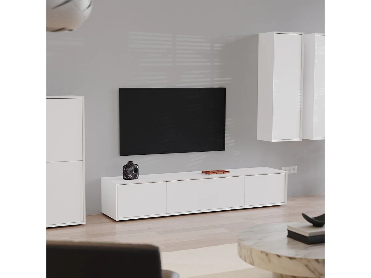Móvel de TV baixo com 3 portas basculantes L200 cm - ORÉLIA