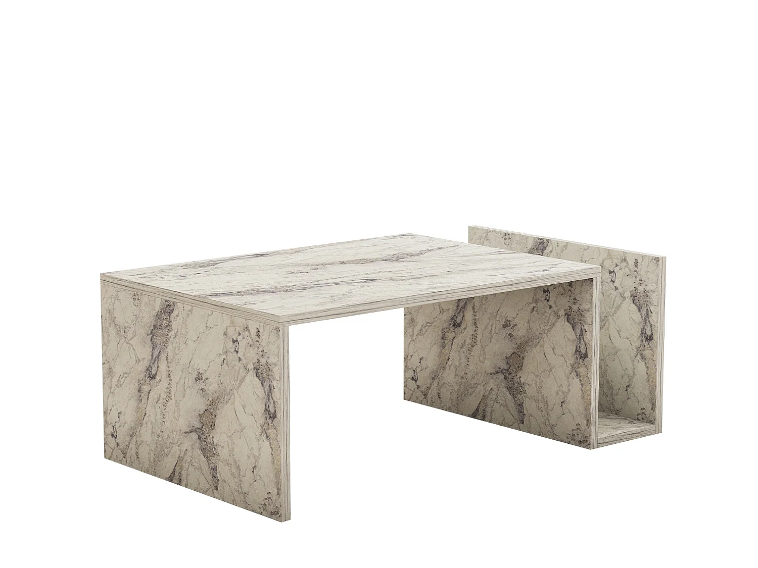 Couchtisch "Memo" aus Holz – 86 x 50 x 32 cm – Freesienmarmor